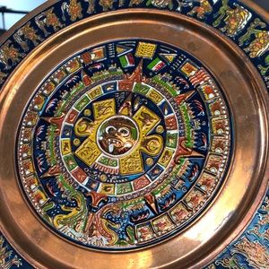 Copper plate painted collectible dish